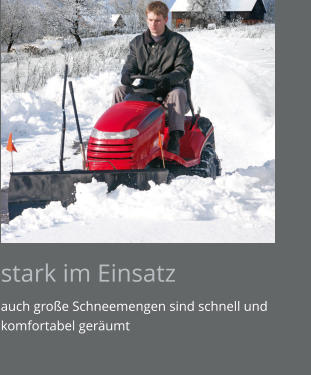 stark im Einsatz auch große Schneemengen sind schnell und komfortabel geräumt